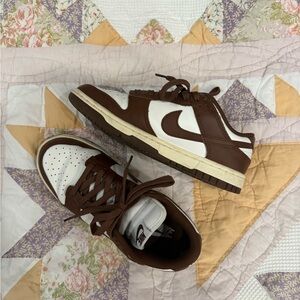 Nike Chocolate Brown and White Low-Top Sneakers